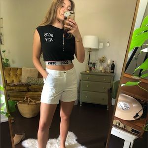 Designer in goal we trust GCDS sleeveless jersey elastic crop top tshirt